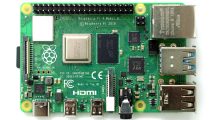 Raspberry Pi 4 motherboard on white background