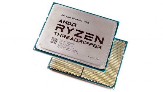 AMD Threadripper 3990X on white background