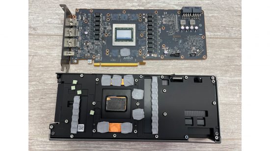 AMD Radeon RX 6800 XT GPU with its cooler lifted off