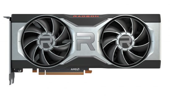 An AMD Radoen RX 6700 XT graphics card