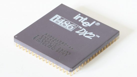 Intel 486 CPU on white background