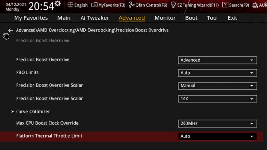 AMD Precision Boost Overdrive in Asus motherboard EFI