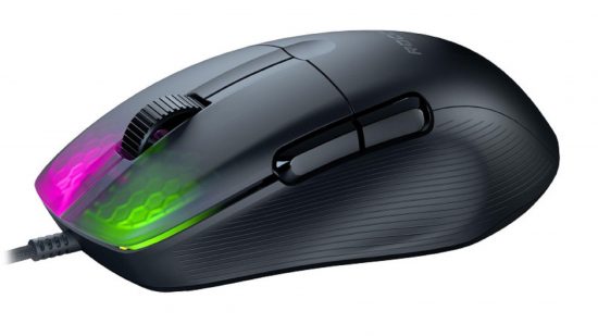 Roccat Kone Pro gaming mouse on white background