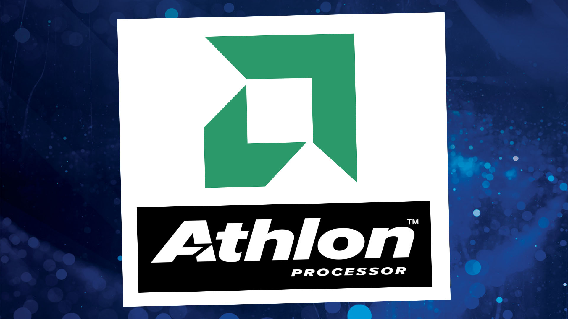 AMD Athlon logo on blue background