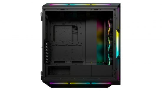 A side view of the The Corsair iCue 5000T RGB PC case