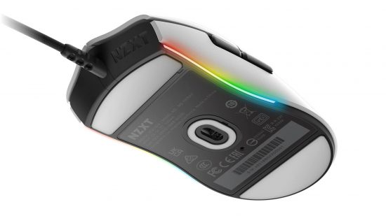 An underside view of the NZXT Lift gaming mouse