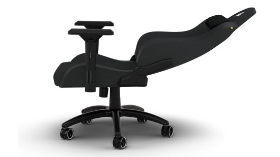 A wide shot of the Corsair TC200 showcasing its reclining feature
