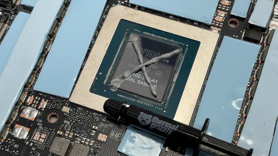 Applying thermal paste and pads to a GeForce RTX 4090 Founders Edition