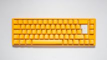 The Ducky One 3 SF mechanical gaming keyboard, in its yellow colour scheme