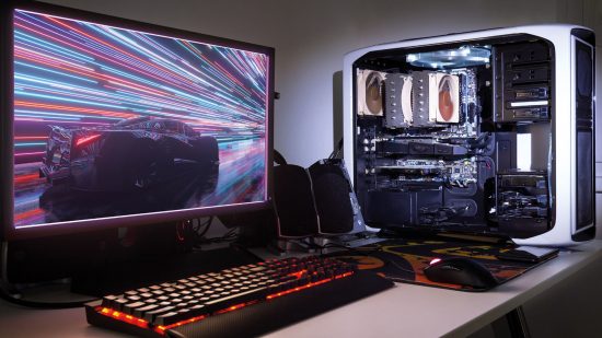 What does monitor response time mean?: a gaming PC setup, complete with monitor and peripherals