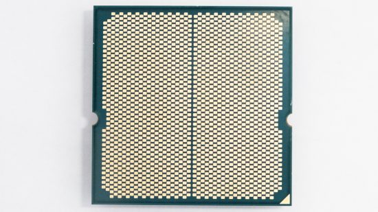 Top down view of AMD Ryzen 5 7600X CPU underside
