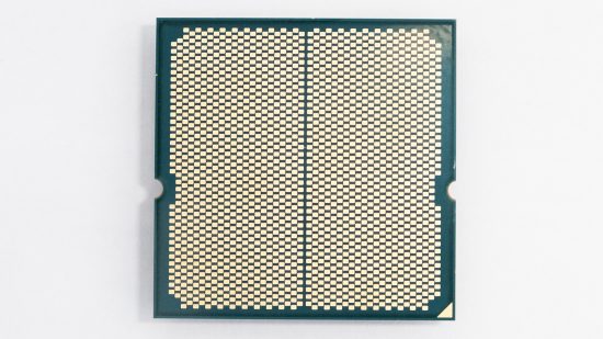 Top down view of AMD Ryzen 7 7900 underside pins