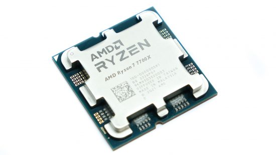 Angled view of AMD Ryzen 7 7700X top side