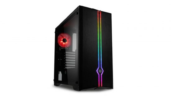 Black gaming case with front LED strip