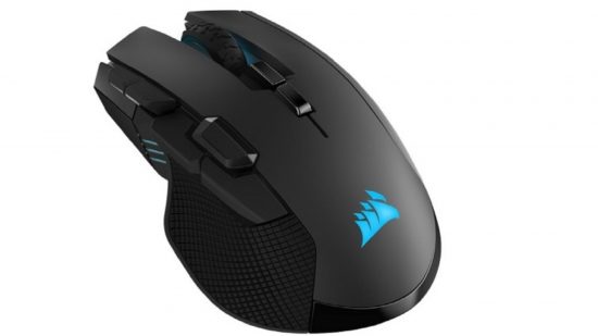 Gaming mouse with blue Corsair LED logo