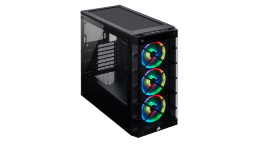 PC gaming case with three multi-coloured fans