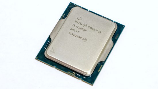 Angled view of Intel Core i5-12600K top