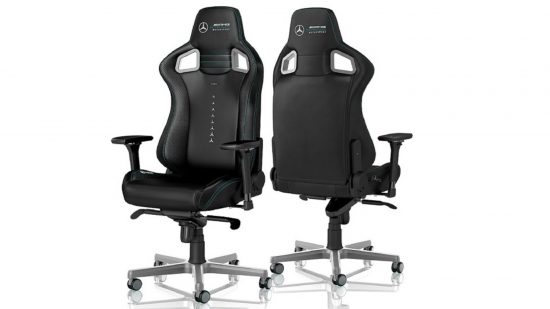 Two gaming chairs on white background