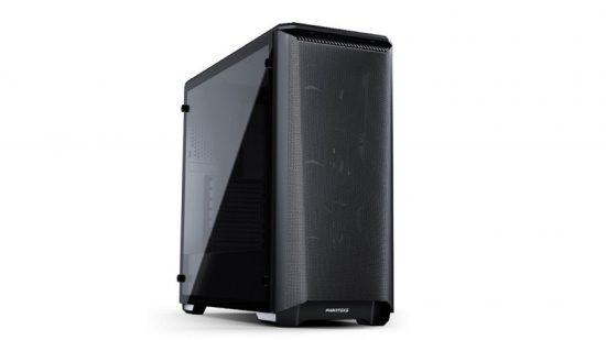 Black PC gaming case on white background
