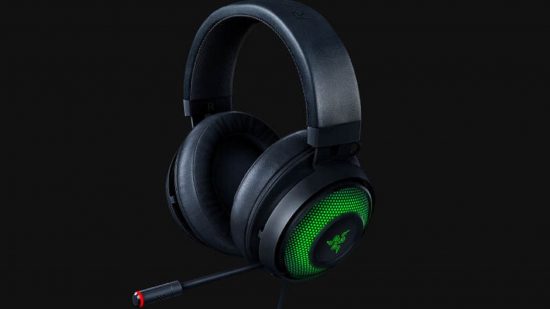 Gaming headset with green lighting