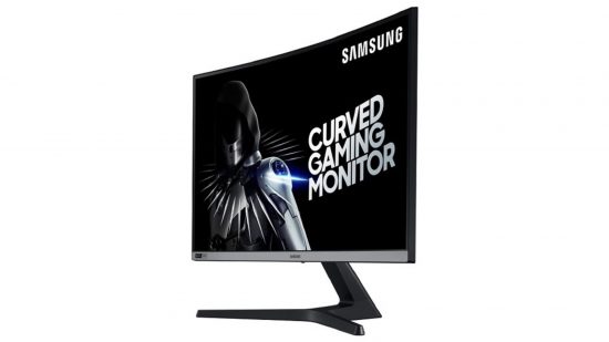 Samsung curved gaming monitor on white background