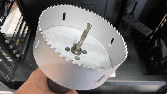 Holesaw for cutting out a 120mm PC case fan mount