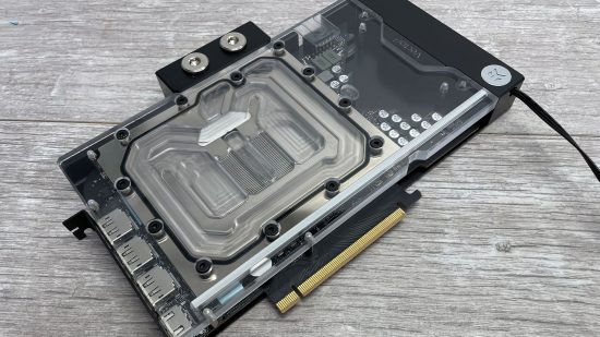 GeForce RTX 4090 with a waterblock attached