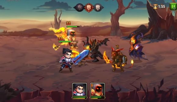 Best online games: Hero Wars. Image shows a team of adventurers fighting monsters in the game.