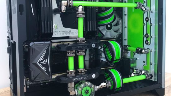 Day-Glo Green Water Cooled PC build