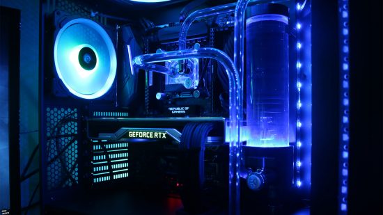 Blue hardline water-cooled PC