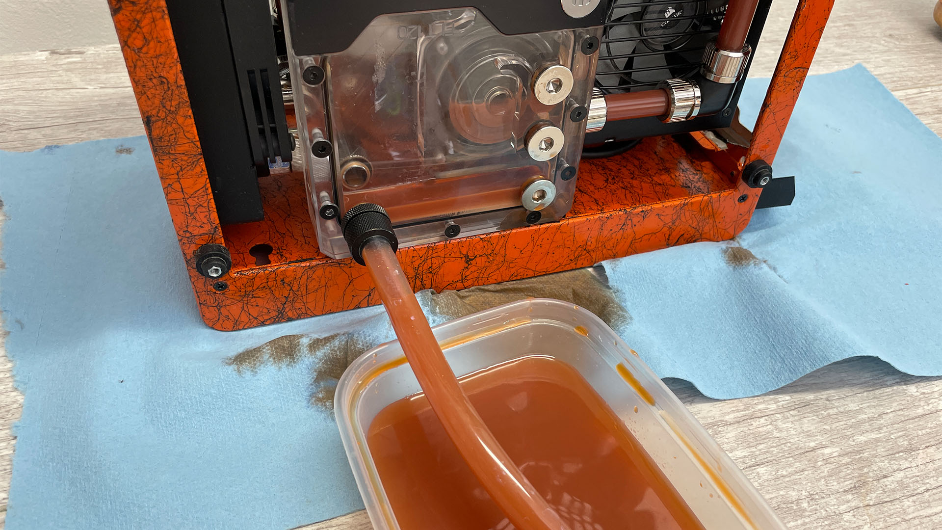 Draining a water-cooling loop