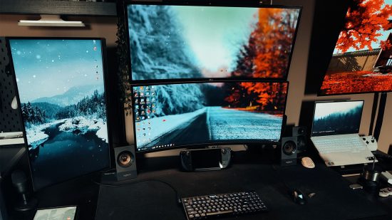 Crazy multi-monitor PC build five screens 02