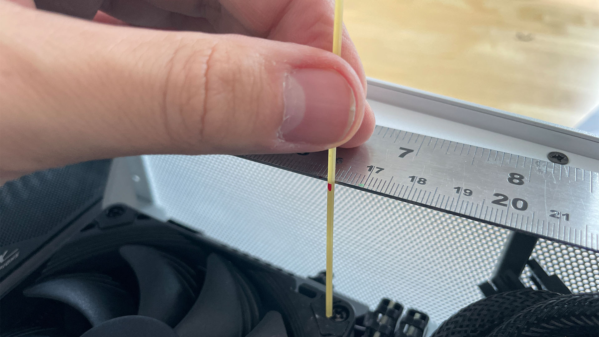 Using spaghetti to measure for CPU cooler ducting
