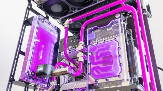 Purple water-cooled PC build