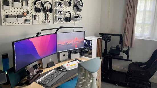 Ikea Skadis driving sim tidy gaming pc setup 01