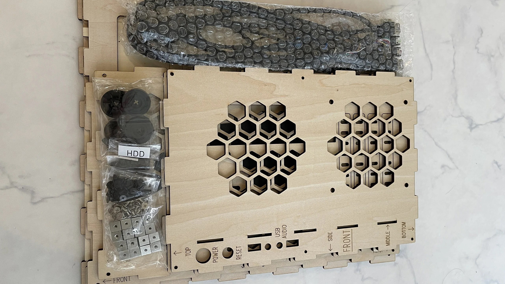 Laser-cut wood PC case panels