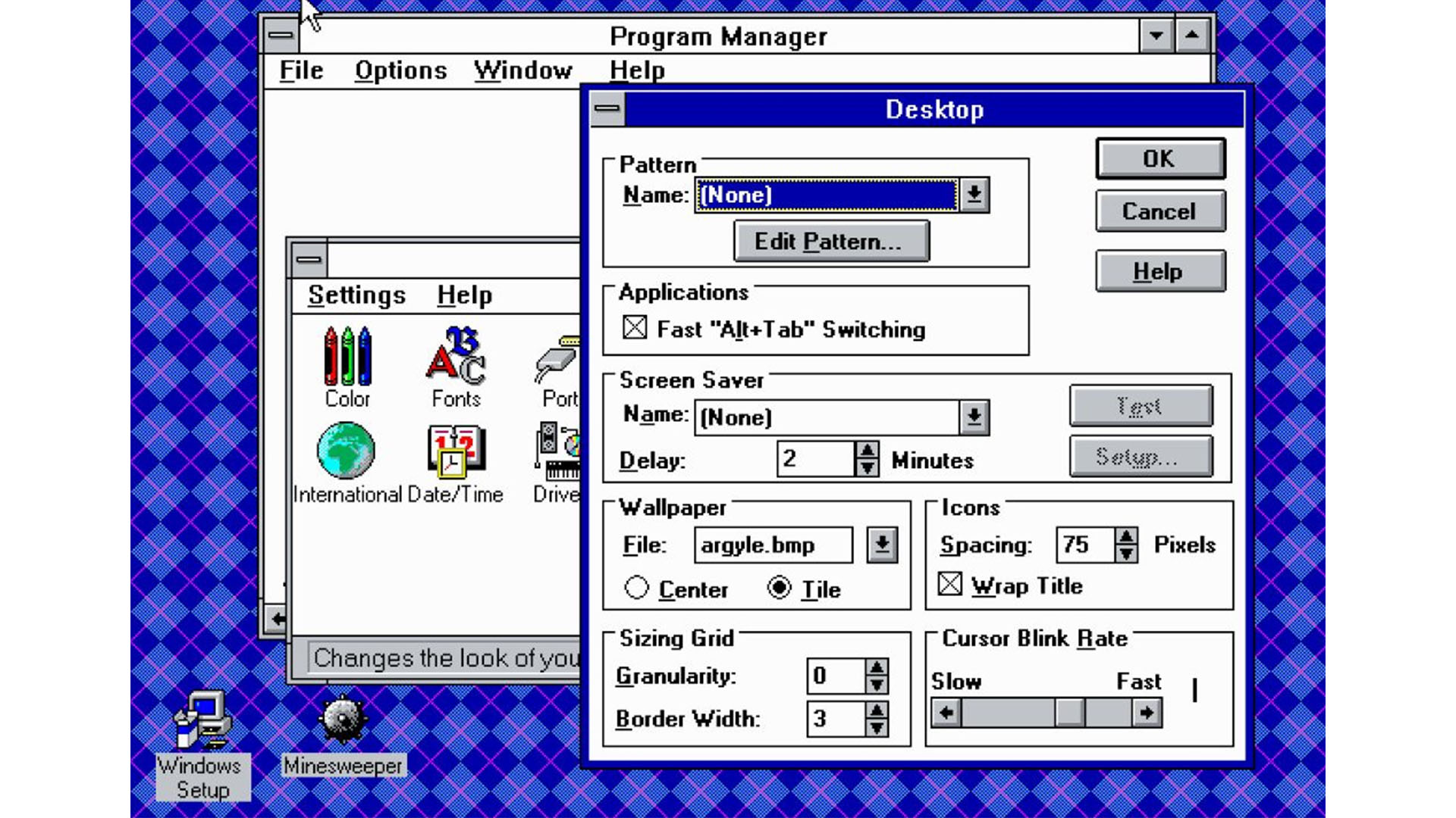 Windows 3.1 Desktop Settings