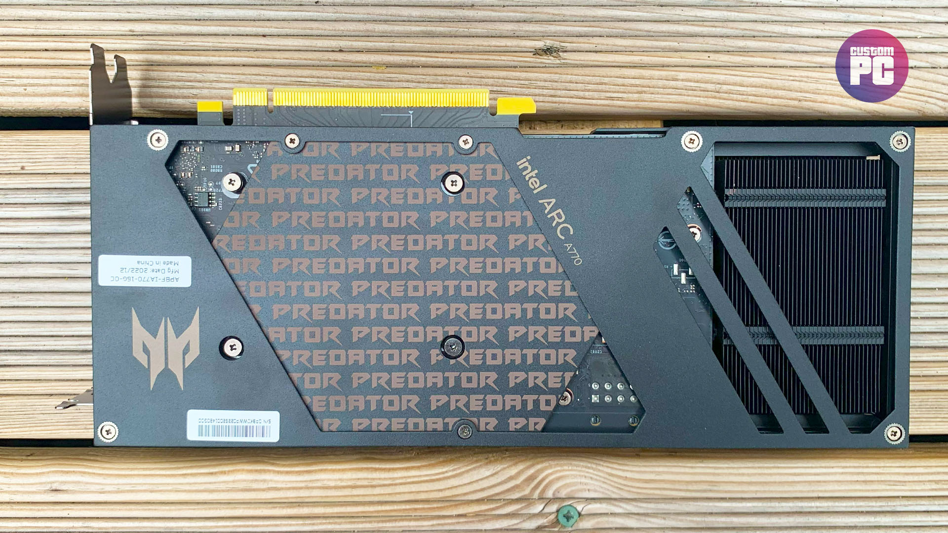 Acer BiFrost Intel Arc A770 review: Graphics card backplate
