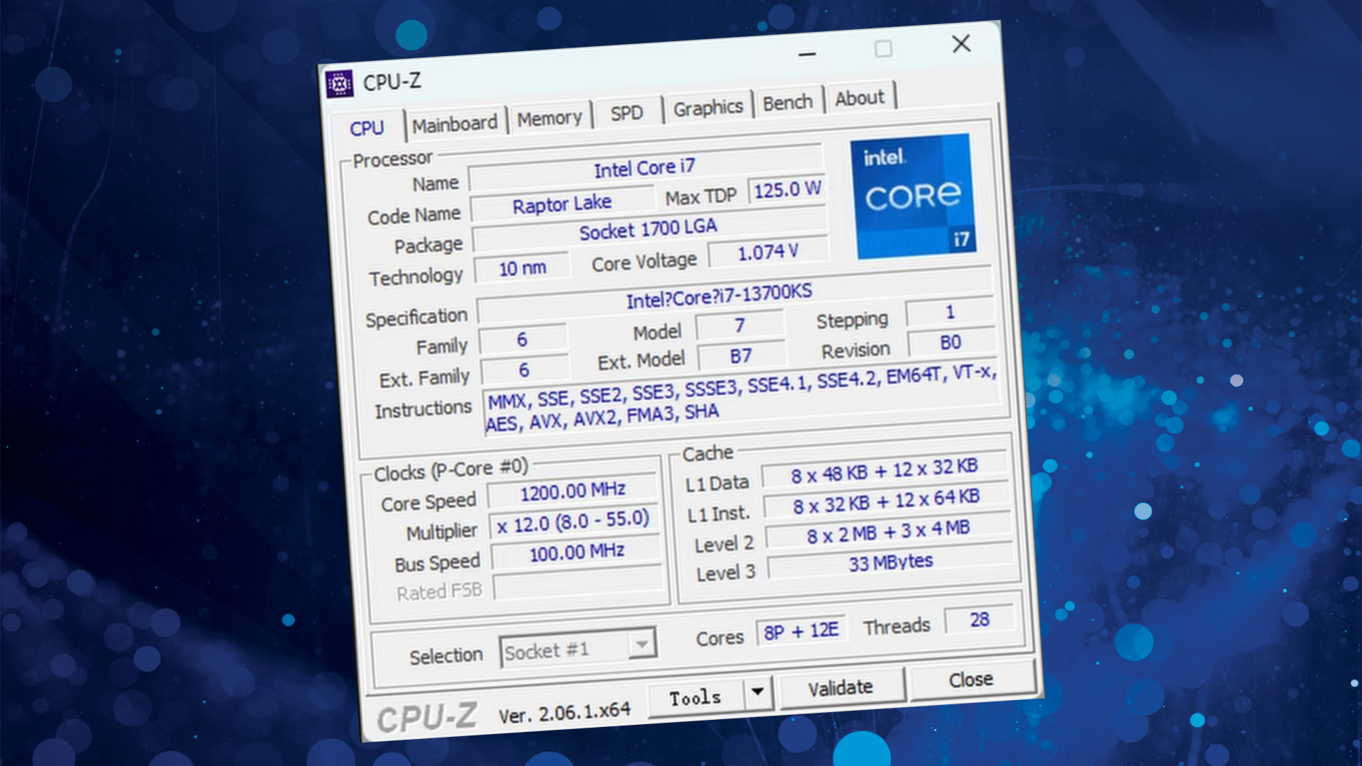 Intel Core i7-14700K benchmark leak leaves AMD in the dust: Intel Core i7-14700K CPU-Z data, under Core i7-13700KS name