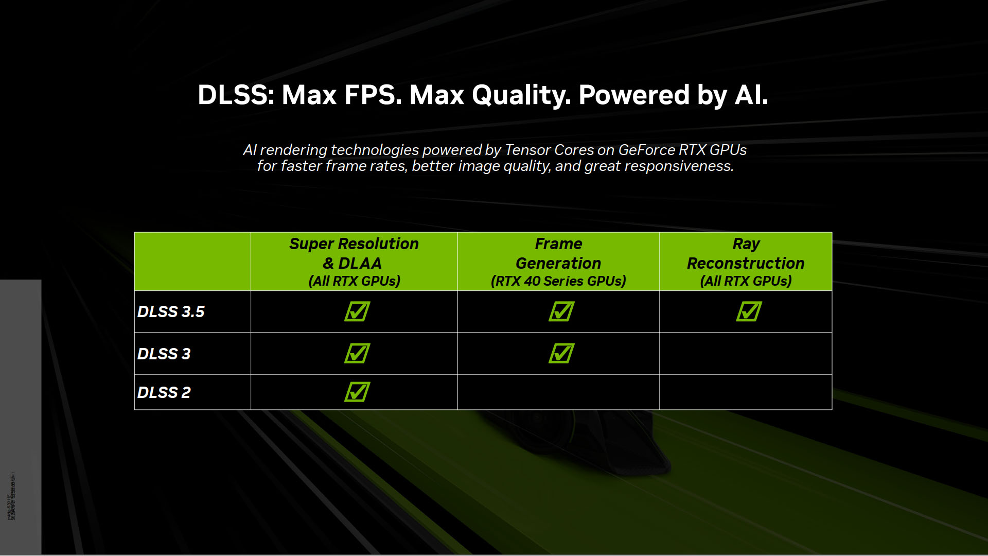 Nvidia DLSS 3.5 graphics card compatibility