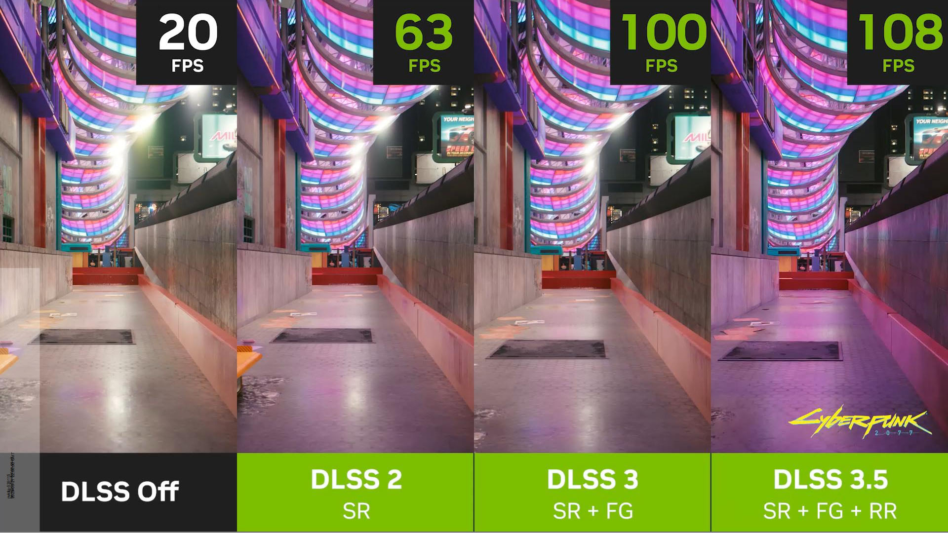 Nvidia DLSS 3.5 vs DLSS 3 vs DLSS 2 vs no DLSS global illumination
