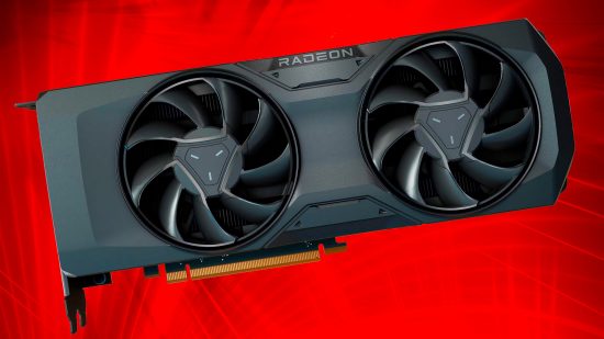 AMD Radeon RX 7800 XT на червен фон