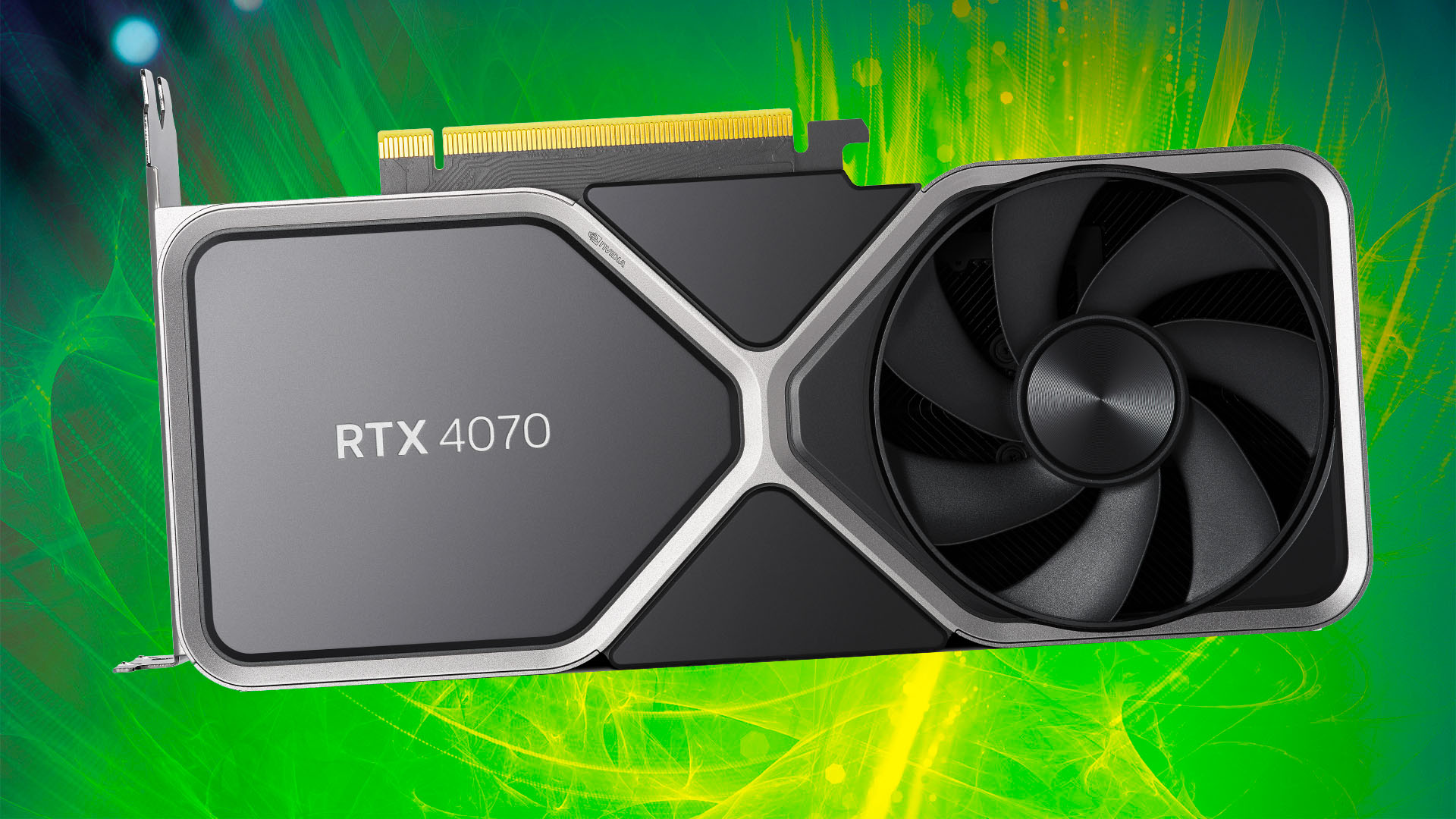Best graphics card: Nvidia GeForce RTX 4070 on green background