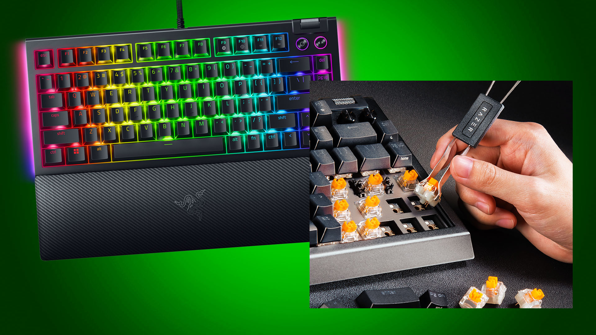 Razer BlackWidow V4 75% Hot-swappable Mechanical Gaming Keyboard, RGB  Chroma, White 