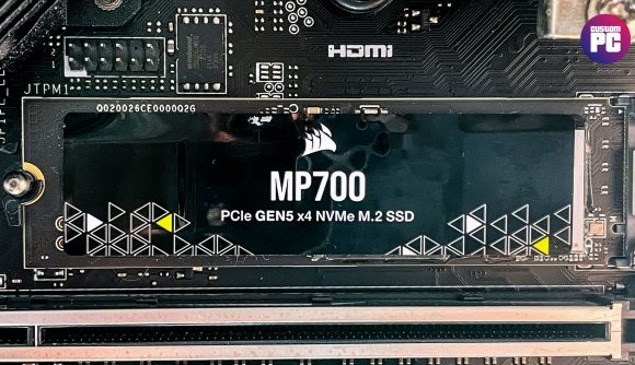Corsair MP700 SSD installed in a motherboard