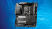 MSI Z790 Max reveal: a black motherboard appears above a blue background.