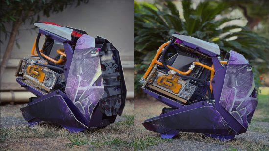 A side by side of the Naruto PC Build where the images have been taken outdoors