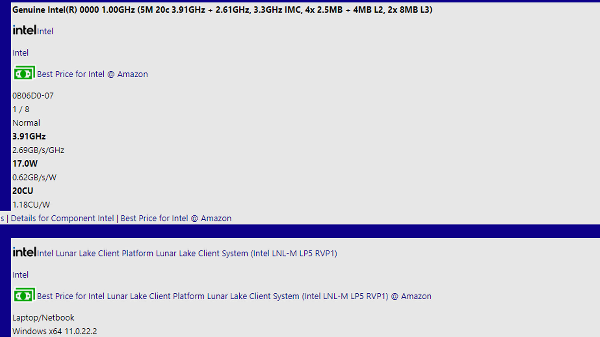 Intel Lunar Lake benchmark leak Sissoft 02