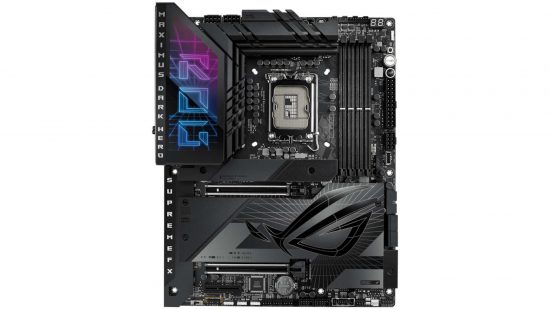 The ASUS ROG Maximus Z790 Dark Hero motherboard against a white background