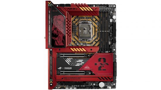 The ROG Maximus Z790 Hero EVA-02 Edition motherboard against a white background